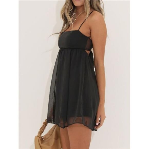 Tie Back Spaghetti Strap Mini Dress - Picture 12 of 16